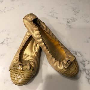 Gold Tory Burch Flats